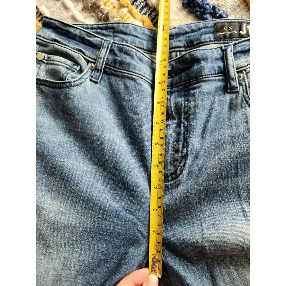 Armani Exchange J10 Super Skinny Cropped Mid Rise Jeans Woman’s Studded Size 29 - Picture 7 of 8